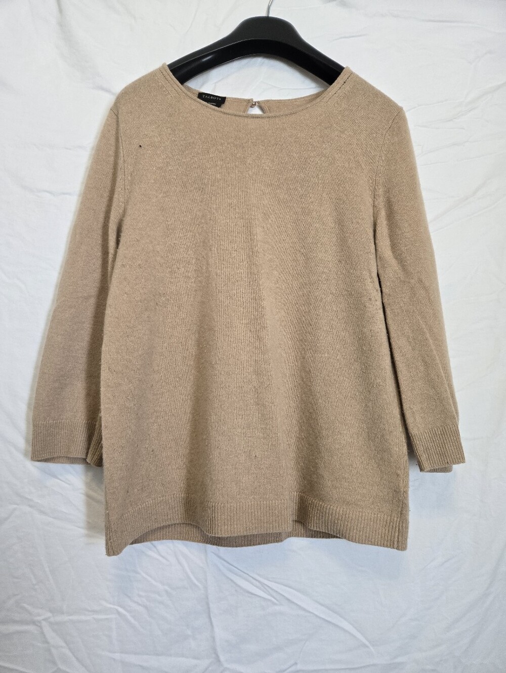 Talbots Tan Scoop Neck Cashmere Knit Sweater